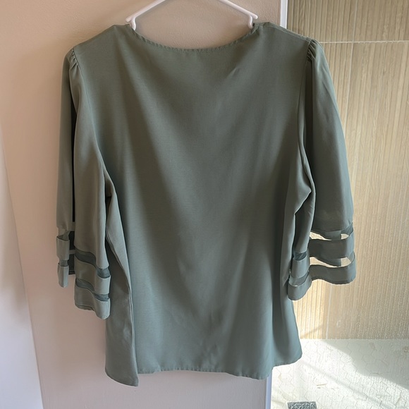 Sage Green Bell Sleeve Blouse - Picture 3 of 3